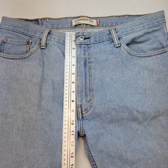Levis 505 Jeans Mens 38x30 Blue Regular Straight Light Wash Mid Rise Y2K Denim - Picture 9 of 12